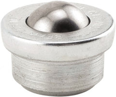 Hudson Bearing - 1 Inch Diameter, Round, Stainless Steel Ball Transfer - 1.6719 Inch Overall Diameter, 5/8 Inch Mount Height, 200 Lb. Capacity - Exact Tooling