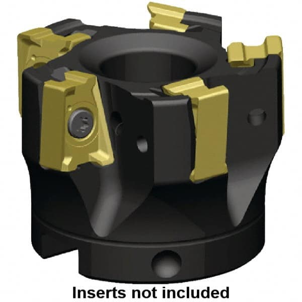 Kennametal - 7 Inserts, 125mm Cut Diam, 40mm Arbor Diam, 15.5mm Max Depth of Cut, Indexable Square-Shoulder Face Mill - 0° Lead Angle, 63mm High, LNGU15T608SRGE Insert Compatibility, Through Coolant, Series MILL 4-15 - Exact Tooling