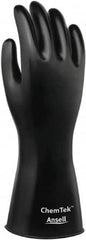 Ansell - Size L (10), 12" Long, 8 mil Thick, Viton Chemical Resistant Gloves - Smooth Finish, Gauntlet Cuff, ANSI Abrasion Level 3, ANSI Cut Level 0, Black - Exact Tooling