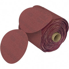 3M - 6" Diam, 220 Grit Aluminum Oxide Adhesive PSA Disc - Very Fine Grade, Reddish Brown, Film Backing, Flexible, Use with Random Orbital Sanders - Exact Tooling