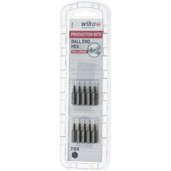 Wiha - 0.109" Ball End Hex Screwdriver Bit - 1/4" Drive, 1" OAL - Exact Tooling