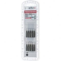 Wiha - 1/8" Ball End Hex Screwdriver Bit - 1/4" Drive, 1" OAL - Exact Tooling