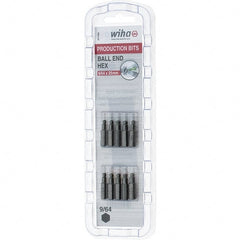 Wiha - 0.14" Ball End Hex Screwdriver Bit - 1/4" Drive, 1" OAL - Exact Tooling