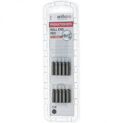 Wiha - 1/4" Drive, Hex Inch Screwdriver Bit - 1" OAL - Exact Tooling