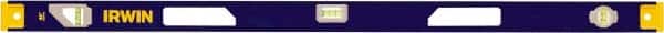 Irwin - 48" Long 3 Vial I-Beam Level - Aluminum, Blue/Yellow, 1 Level & 2 Plumb Vials - Exact Tooling