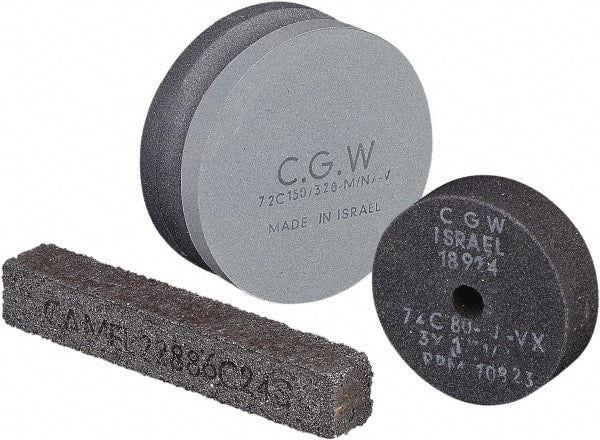 Camel Grinding Wheels - 60 Grit Silicon Carbide Type 1 Dressing Wheel - 3" Diam x 1/2" Hole x 1" Thick, Medium Grade, Hardness L, Vitrified Bond, No Recess - Exact Tooling