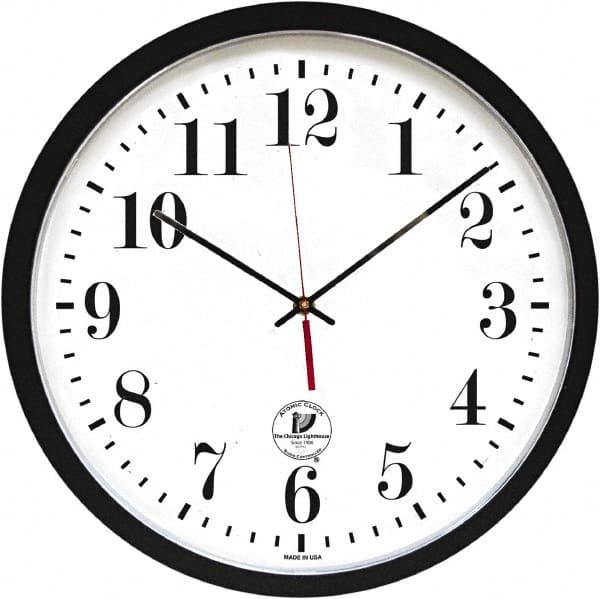 Chicago Lighthouse - 14-1/2 Inch Diameter, White Face, Dial Wall Clock - Analog Display, Black Case, Runs on AA Battery - Exact Tooling