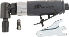 Ingersoll-Rand - 1/4" Collet, Angle Handle, Straight Air Die Grinder - 20,000 RPM, Rear Exhaust, 23 CFM, 0.33 hp, 1/4" Inlet - Exact Tooling