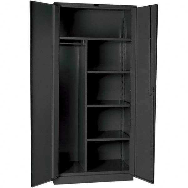 Hallowell - 4 Shelf Combination Storage Cabinet - Steel, 36" Wide x 24" Deep x 78" High, Gray - Exact Tooling