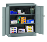 36"W x 18"D x 42"H Counter High Welded Set Up Storage Cabinet, 2 Adj. shelves, w/Raised Bottom - Exact Tooling