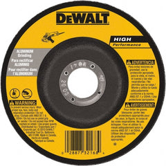 DeWALT - 30 Grit, 9" Wheel Diam, 1/4" Wheel Thickness, 7/8" Arbor Hole, Type 27 Depressed Center Wheel - Aluminum Oxide, 6,600 Max RPM, Compatible with Angle Grinder - Exact Tooling