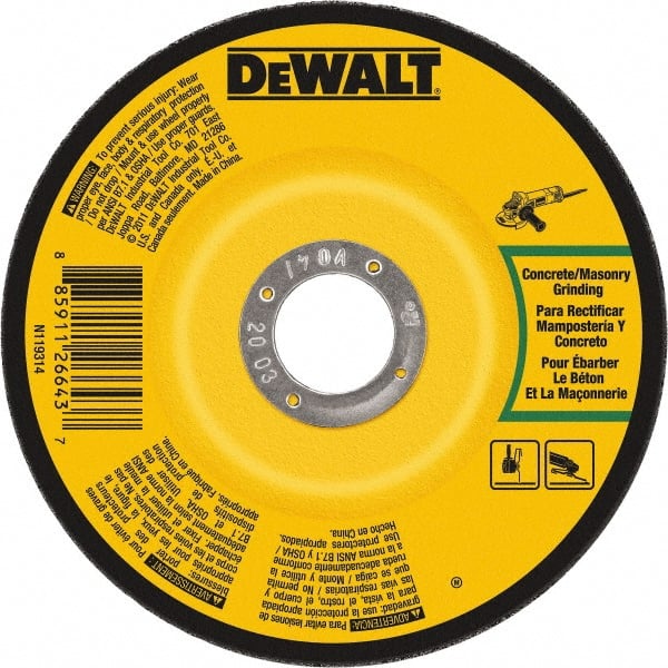 DeWALT - 24 Grit, 7" Wheel Diam, 1/4" Wheel Thickness, Type 27 Depressed Center Wheel - Silicon Carbide, 8,700 Max RPM, Compatible with Angle Grinder - Exact Tooling