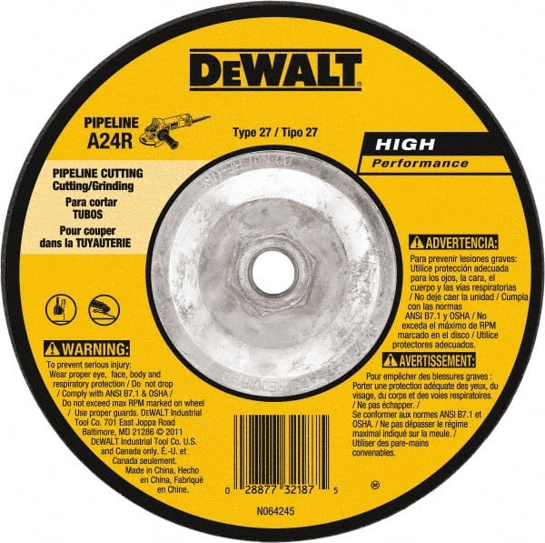 DeWALT - 24 Grit, 6" Wheel Diam, 1/8" Wheel Thickness, Type 27 Depressed Center Wheel - Aluminum Oxide, 10,100 Max RPM, Compatible with Angle Grinder - Exact Tooling