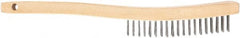 DeWALT - 15 Rows x 4 Columns Steel Scratch Brush - 10" OAL, 1-1/8" Trim Length, Wood Shoe Handle - Exact Tooling