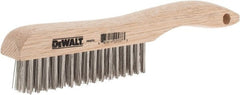 DeWALT - 15 Rows x 4 Columns Stainless Steel Scratch Brush - 10" OAL, 1-1/8" Trim Length, Wood Shoe Handle - Exact Tooling