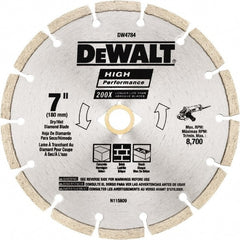 DeWALT - 7" Diam, 5/8 & 7/8" Arbor Hole Diam, Wet & Dry Cut Saw Blade - Diamond Matrix, Standard Round Arbor - Exact Tooling