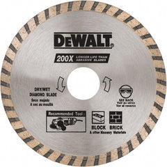 DeWALT - 4-1/2" Diam, 5/8 & 7/8" Arbor Hole Diam, Wet & Dry Cut Saw Blade - Diamond Matrix, Standard Round Arbor - Exact Tooling