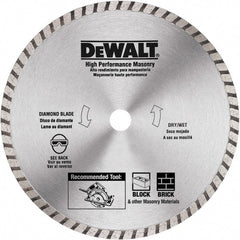 DeWALT - 7" Diam, 5/8 & 7/8" Arbor Hole Diam, Wet & Dry Cut Saw Blade - Diamond Matrix, Standard Round Arbor - Exact Tooling
