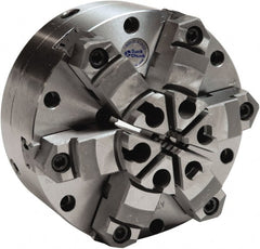 Buck Chuck Company - 6 Jaws, 10" Diam, Self Centering Manual Lathe Chuck - Plain Back Mount Spindle, Adjustable, Reversible, 1,600 Max RPM, 2-63/64" Through Hole Diam, Cast Iron - Exact Tooling