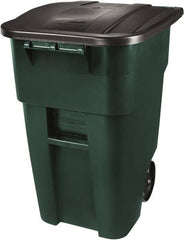 Rubbermaid - 50 Gal Green Square Trash Can - Polyethylene, 36-1/2" High x 28-1/2" Long x 23.38" Wide - Exact Tooling