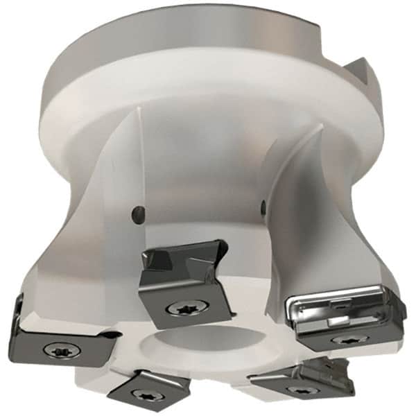 Iscar - 5 Inserts, 63mm Cut Diam, 27mm Arbor Diam, 3mm Max Depth of Cut, Indexable Square-Shoulder Face Mill - 0/90° Lead Angle, 50mm High, HTP LNHT 1006 Insert Compatibility, Through Coolant, Series TangPlunge - Exact Tooling