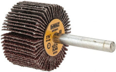 DeWALT - 1-1/2" Diam x 1" Face Width, Coarse Aluminum Oxide Coated Mounted Flap Wheel - 1/4" Shank Mount, 40 Grit, Cloth Backing, 25,000 Max RPM - Exact Tooling
