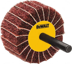 DeWALT - 3" Diam x 1-3/4" Face Width, Fine Aluminum Oxide Coated Mounted Flap Wheel - 1/4" Shank Mount, 100 Grit, Interleaf, Cloth Backing, 25,000 Max RPM - Exact Tooling