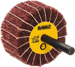 DeWALT - 4" Diam x 1-3/4" Face Width, Fine Aluminum Oxide Coated Mounted Flap Wheel - 1/4" Shank Mount, 100 Grit, Interleaf, Cloth Backing, 25,000 Max RPM - Exact Tooling
