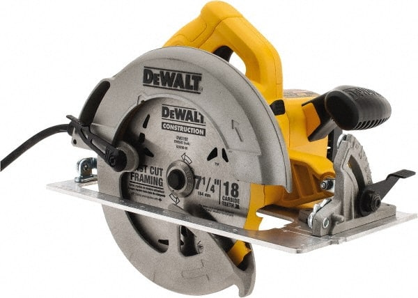 DeWALT - 15 Amps, 7-1/4" Blade Diam, 5,200 RPM, Electric Circular Saw - 120 Volts, 5/8" Arbor Hole, Right Blade - Exact Tooling