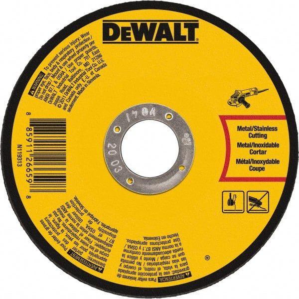 DeWALT - 7" 60 Grit Aluminum Oxide Cutoff Wheel - 0.045" Thick, 7/8" Arbor, 8,700 Max RPM, Use with Angle Grinders - Exact Tooling