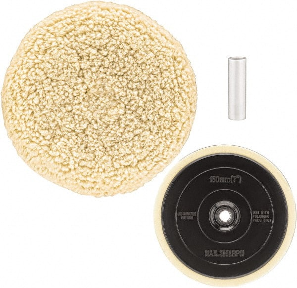 DeWALT - 7" Diam Cotton Blend Buffing & Backing Pad - Threaded Arbor Attachment - Exact Tooling