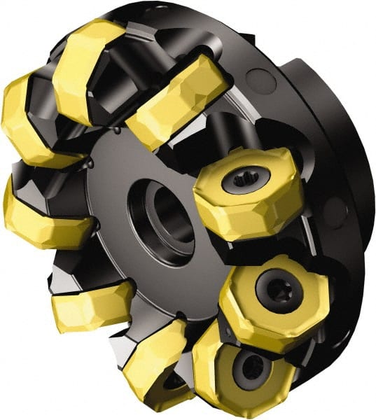 Sandvik Coromant - 63mm Cut Diam, 22mm Arbor Hole, 5.2mm Max Depth of Cut, 42° Indexable Chamfer & Angle Face Mill - 5 Inserts, 745R-2109 Insert, Right Hand Cut, 5 Flutes, Through Coolant, Series Coromill 745 - Exact Tooling