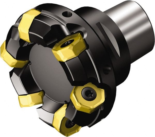 Sandvik Coromant - 63mm Cut Diam, 63mm Arbor Hole, 5.2mm Max Depth of Cut, 42° Indexable Chamfer & Angle Face Mill - 7 Inserts, 745R-2109 Insert, Right Hand Cut, 7 Flutes, Through Coolant, Series Coromill 745 - Exact Tooling