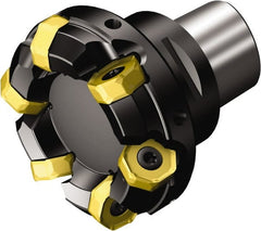 Sandvik Coromant - 100mm Cut Diam, 80mm Arbor Hole, 5.2mm Max Depth of Cut, 42° Indexable Chamfer & Angle Face Mill - 11 Inserts, 745R-2109 Insert, Right Hand Cut, 11 Flutes, Through Coolant, Series Coromill 745 - Exact Tooling