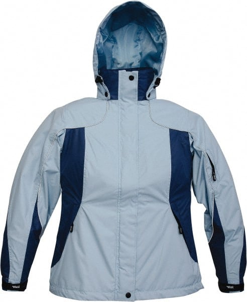 Viking - Size 2XL, Light Blue, Rain, Wind Resistant Jacket - 51" Chest, 4 Pockets, Detachable Hood - Exact Tooling