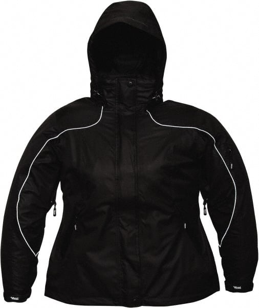 Viking - Size S, Black, Rain, Wind Resistant Jacket - 37" Chest, 4 Pockets, Detachable Hood - Exact Tooling