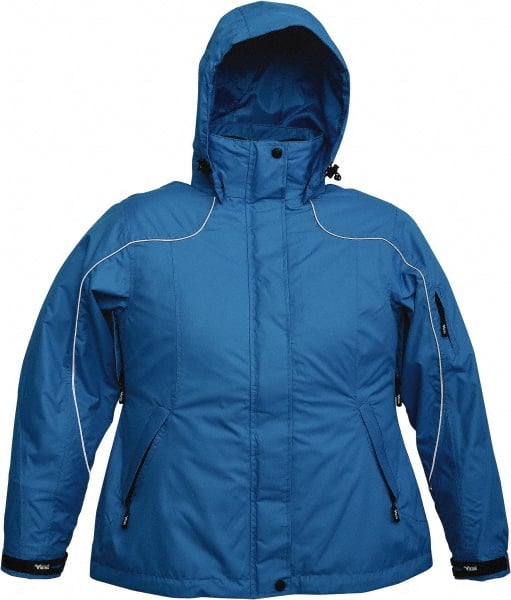 Viking - Size M, Blue, Rain, Wind Resistant Jacket - 40" Chest, 4 Pockets, Detachable Hood - Exact Tooling