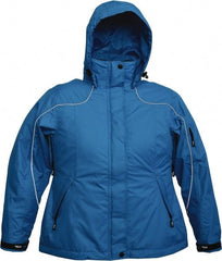Viking - Size 2XL, Blue, Rain, Wind Resistant Jacket - 51" Chest, 4 Pockets, Detachable Hood - Exact Tooling