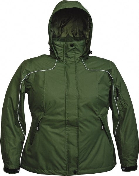 Viking - Size M, Green, Rain, Wind Resistant Jacket - 40" Chest, 4 Pockets, Detachable Hood - Exact Tooling
