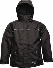 Viking - Size 3XL, Black, Rain, Wind Resistant Jacket - 55" Chest, 3 Pockets, Detachable Hood - Exact Tooling