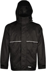 Viking - Size 2XL, Black, Rain, Wind Resistant Jacket - 51" Chest, 3 Pockets, Detachable Hood - Exact Tooling