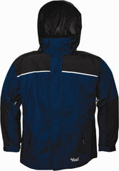 Viking - Size 3XL, Navy & Charcoal, Rain, Wind Resistant Jacket - 55" Chest, 5 Pockets, Detachable Hood - Exact Tooling