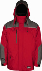 Viking - Size 3XL, Red & Charcoal, Rain, Wind Resistant Jacket - 55" Chest, 5 Pockets, Detachable Hood - Exact Tooling