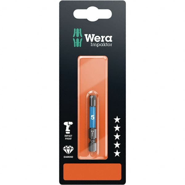 Wera - 6mm Hex Screwdriver Bit - 1/4" Drive, 50mm OAL - Exact Tooling