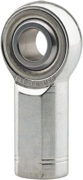 Made in USA - 1/4" ID, 3/4" Max OD, 6,195 Lb Max Static Cap, Plain Female Spherical Rod End - 1/4-28 LH, 1/2" Shank Diam, 3/4" Shank Length, Alloy Steel with Steel Raceway - Exact Tooling