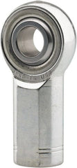 Made in USA - 1/4" ID, 3/4" Max OD, 6,195 Lb Max Static Cap, Plain Female Spherical Rod End - 1/4-28 LH, 1/2" Shank Diam, 3/4" Shank Length, Alloy Steel with Steel Raceway - Exact Tooling