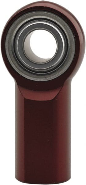 Made in USA - 3/8" ID, 1" Max OD, 3,952 Lb Max Static Cap, Plain Female Spherical Rod End - 3/8-24 RH, 0.469" Shank Diam, 13/16" Shank Length, Aluminum with Steel Raceway - Exact Tooling