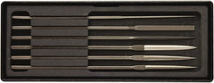 Value Collection - 6 Piece Needle Pattern File Set - Fine Coarseness, Set Includes Comprise, Pillar, Half Round, Crossing, Square, Round, Barrette - Exact Tooling