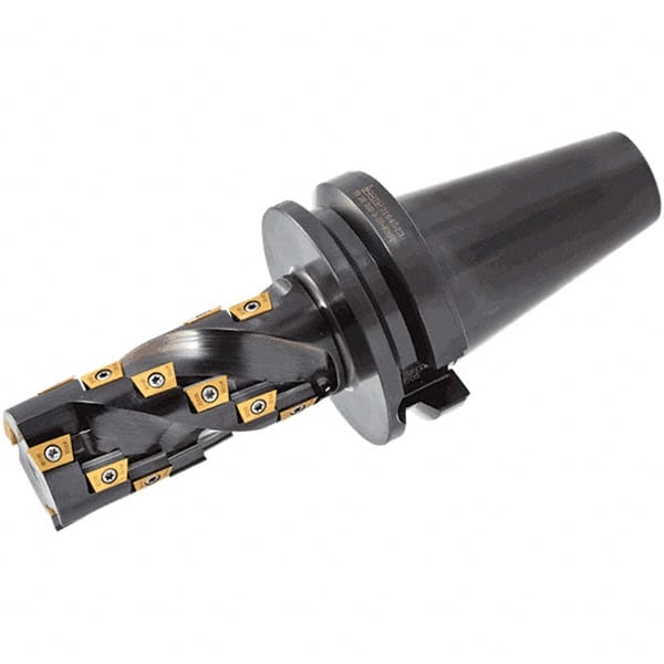 Iscar - 104.5mm Cut Diam, 32mm Arbor Hole, 7mm Max Depth of Cut, 45° Indexable Chamfer & Angle Face Mill - 4 Inserts, ONMU 1008\xB6S845 SNMU 2608 Insert, Right Hand Cut, 4 Flutes, Through Coolant, Series Helido - Exact Tooling