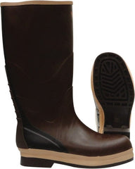 Viking - Men's Size 13 Medium Width Rubber Knee Boot - Brown, Tan, Rubber Upper, Nitrile Rubber Outsole, 16" High, Chemical Resistant, Non-Slip, Waterproof - Exact Tooling